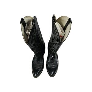 Vintage Acme Boots Mens Size 9D Black Western Cowboy Leather Stitch USA 70s